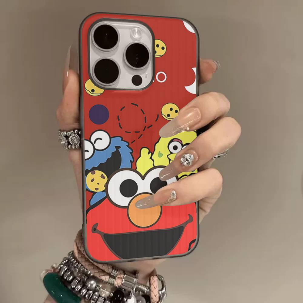 

Sesame Street Cartoon Luxury Ripple Shockproof Phone Case For IPhone 17 Air 16 15 14 13 12 11 Pro Max Plus Pro iPhone 13pro max