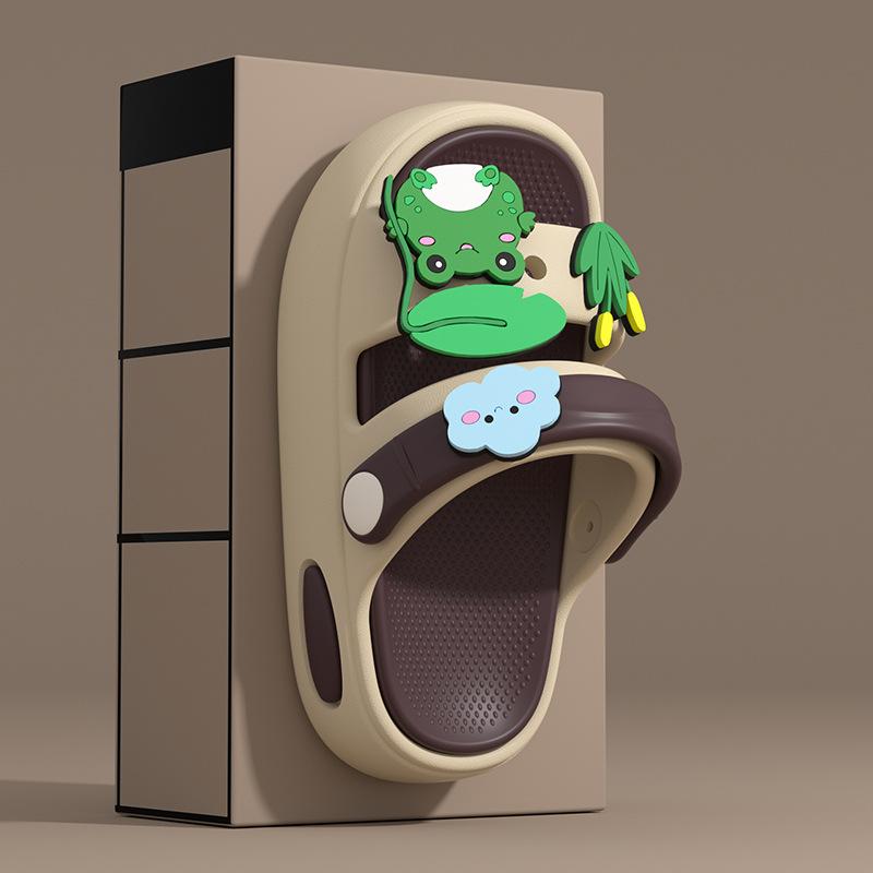 

Детские тапочки Мальчики носят нескользящие двухцелевые сандалии для малышей для ношения в помещении Двухсторонние детские и девичьи тапочки Size 26-27 [Inner Length 17CM]