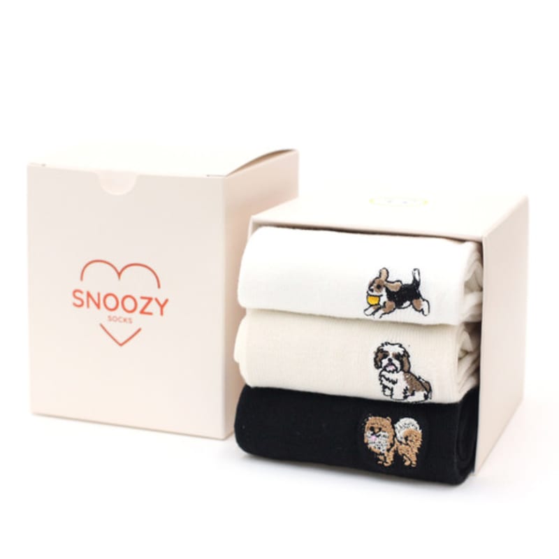 

SNOOZY Embroidered Socks Gift Package 3 Set T03 FREE
