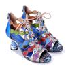 Johnature Women's Handmade Genuine Leather Colorful Bohemian Style Riveted High Heel Sandals
