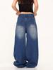 Unisex Retro Patchwork Ripped Wide-Leg Jeans