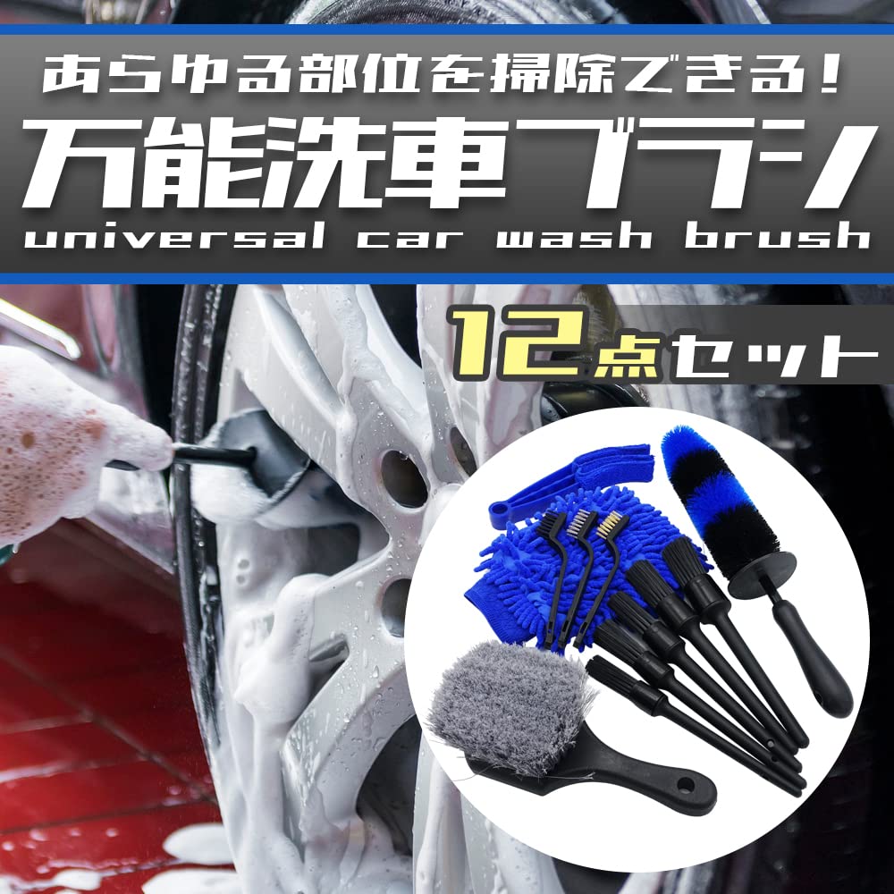 Car Wash Brush Set for Car Seat Microfiber Detail Vents 12-piece Interior, Wheels, Muffler, Gaps, Brush,