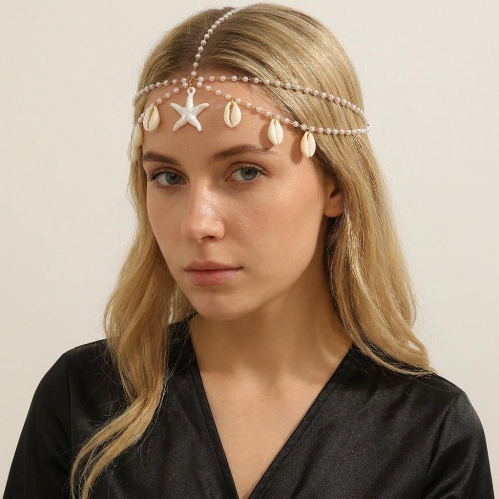 Bohemian Imitation Pearl Anklet Ocean Style Shell Anklet New Starfish Pendant Anklet  Summer