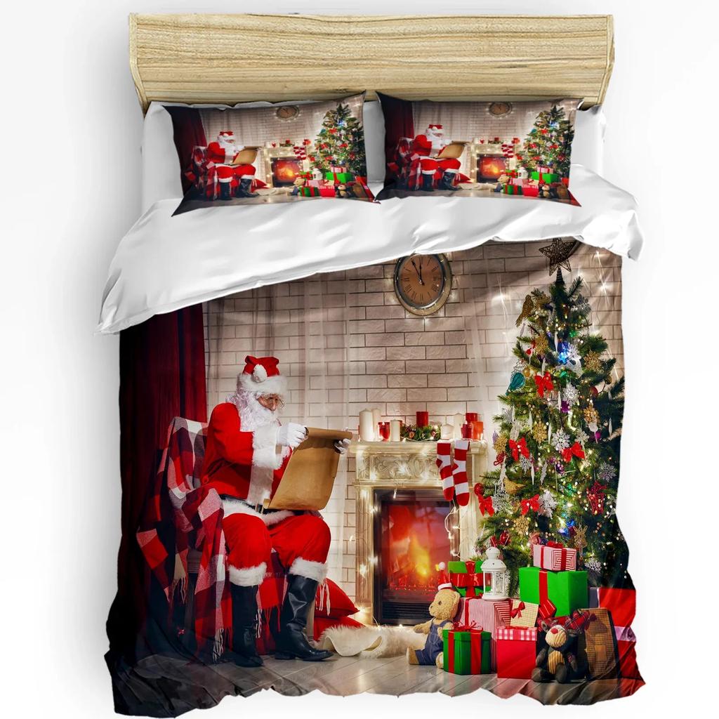 Christmas Tree Snowflake Ice Door Duvet Cover 3pcs Bedding Set Home Textile Quilt Cover Pillowcases Bedroom Bedding Set No Sheet