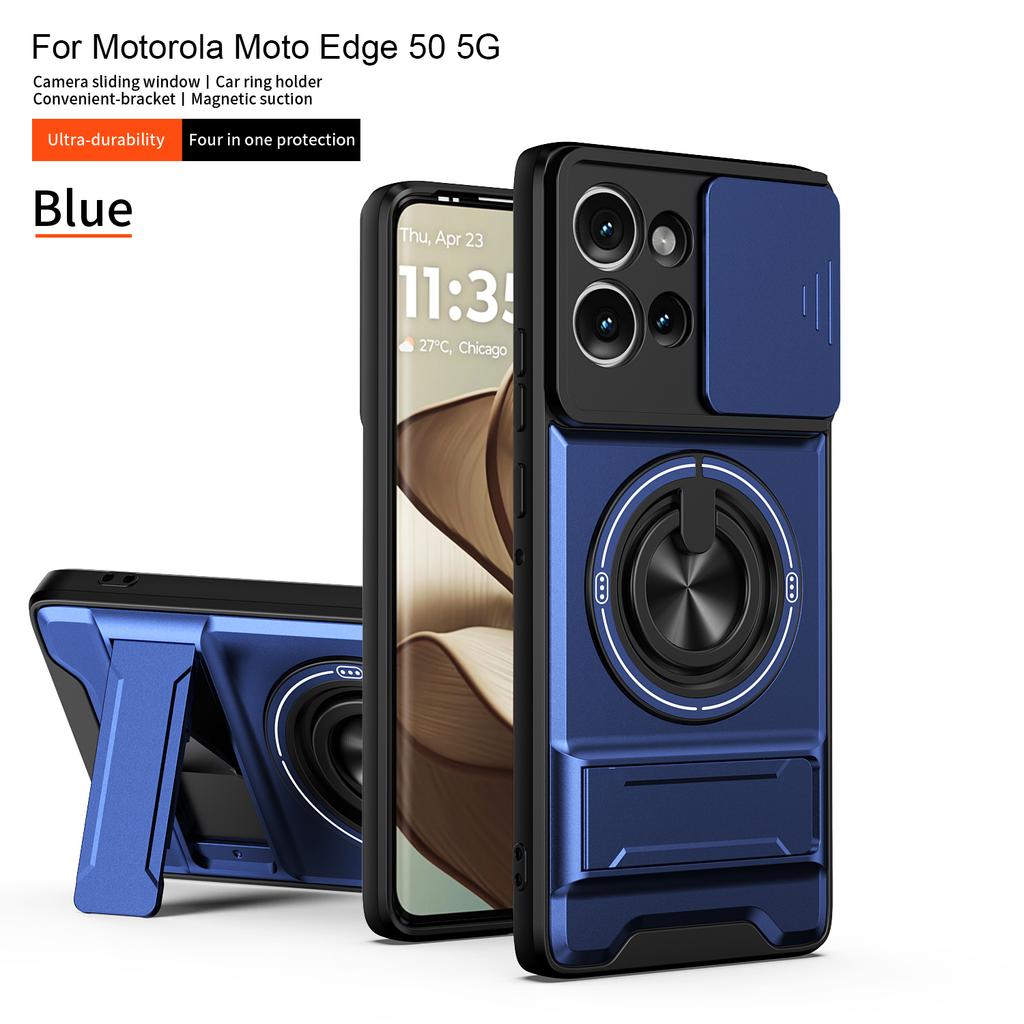 For Motorola Edge 50 Case Moto edge 50 Cover Magsafe Magnetic Fold Holder Military Armor Camera Protection Cover