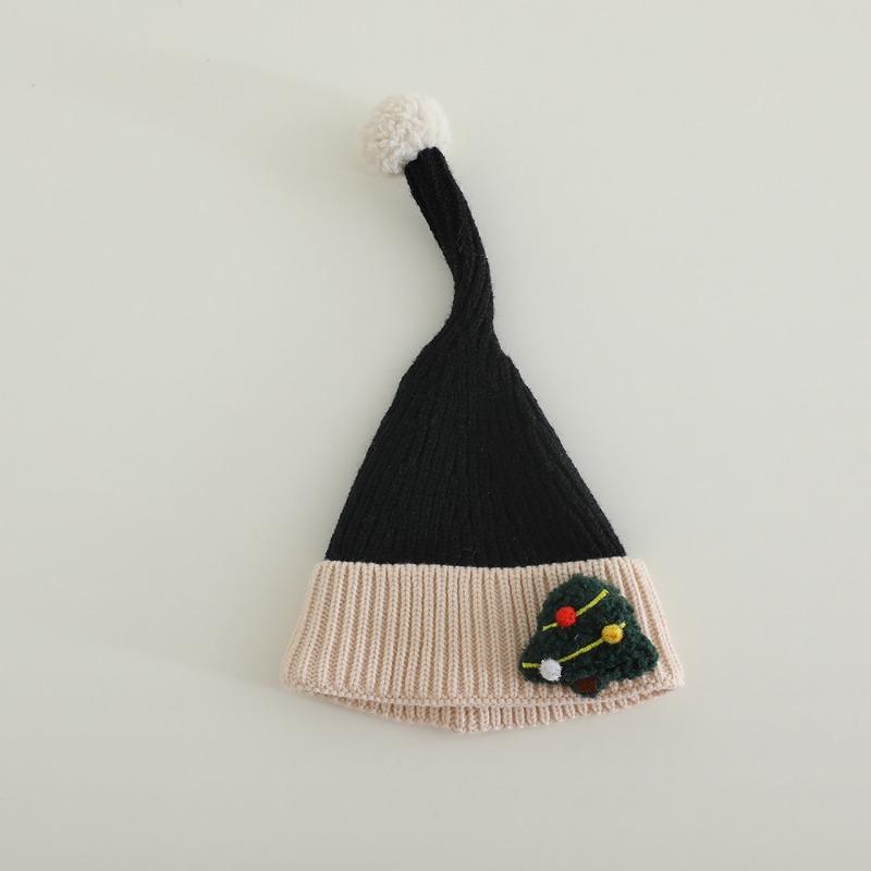 Trend cute children's wool hat long tail baby Christmas hat autumn new boys and girls knitted hat
