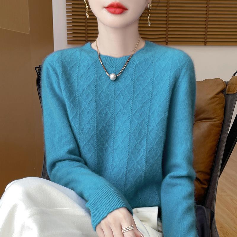 

Женский осенний трикотажный кашемировый пуловер с круглым вырезом, зимний, с длинным рукавом, однотонный, удобный топ XS