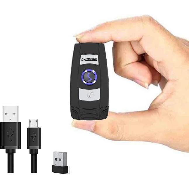 Mini 2D Portable Handheld Bluetooth Barcode Scanner Wireless 2.4G & USB Wired 3-in-1 Bar Code Scanner Portable USB QR Code Scanner for