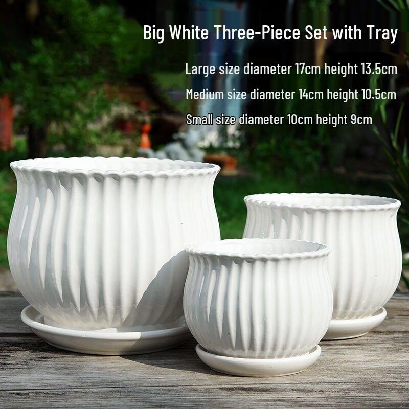 

Великий керамічний горщик для квітів з піддоном для епіпремнума, хлорофітума та сукулентів Ceramic Large