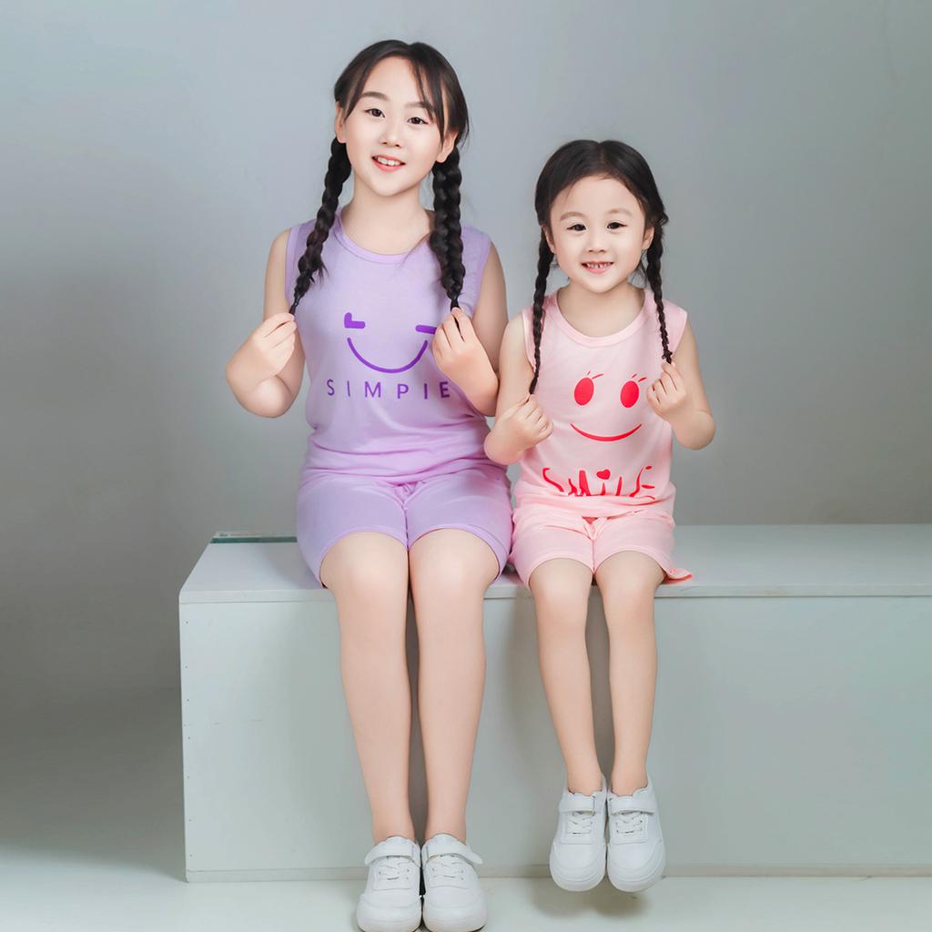 Children's Vest Set Summer Thin Sleeveless Shorts Two-piece Set Cool and Breathable T-shirt Soft Waxy Children's Clothing