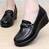 2026 Spring Autumn New Women's Single Shoes Loafers Wedges Soft Sole Comfortable Large Size Mother's Leather Mid-heel Pumps