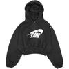 Logo Print Hooded Crop Long Sleeve Sweatshirt Women Sweatshirt Black FV7778-010