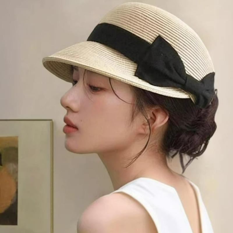 2026 Koreanische Ins Sonnenhüte für Damen Sommer Strohbreite Krempe Schleife Reithut Outdoor-Reise UV-Schutz Visier Snapback-Kappe