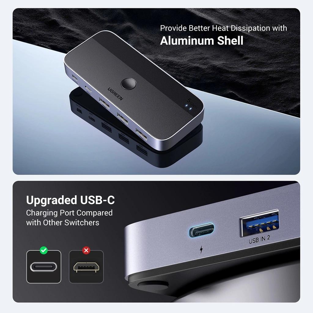 Ugreen USB 3.0 CM662 2in4 Out USB Switch Black (6941876217052)