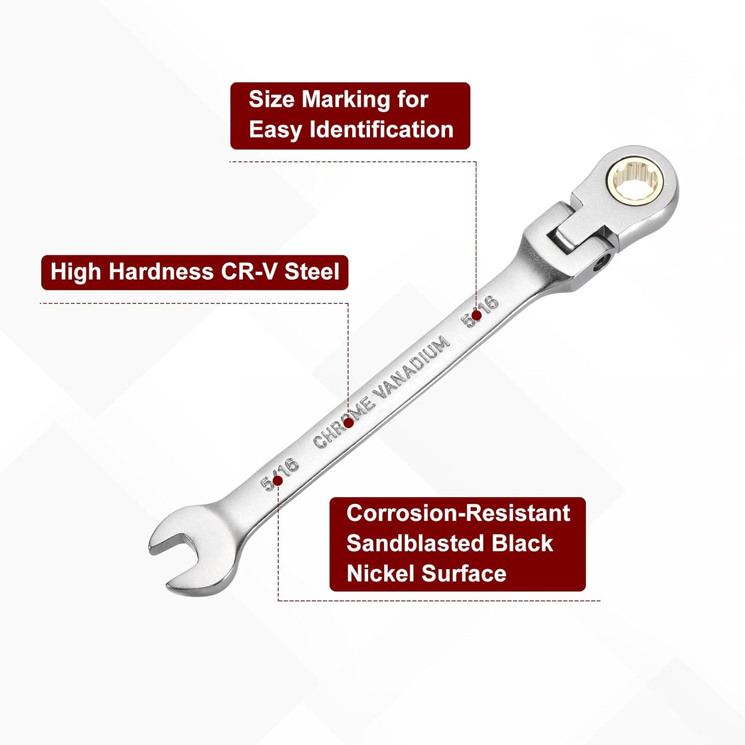 

Набор из 2 гаечных ключей с храповым механизмом и гибкой головкой HARFINGTON, 5/16 дюйма, комбинированный гаечный ключ с храповым механизмом SAE, 72 зуба, хром-ванадиевая сталь, гаечные ключи с храповым механизмом и 12 5/16