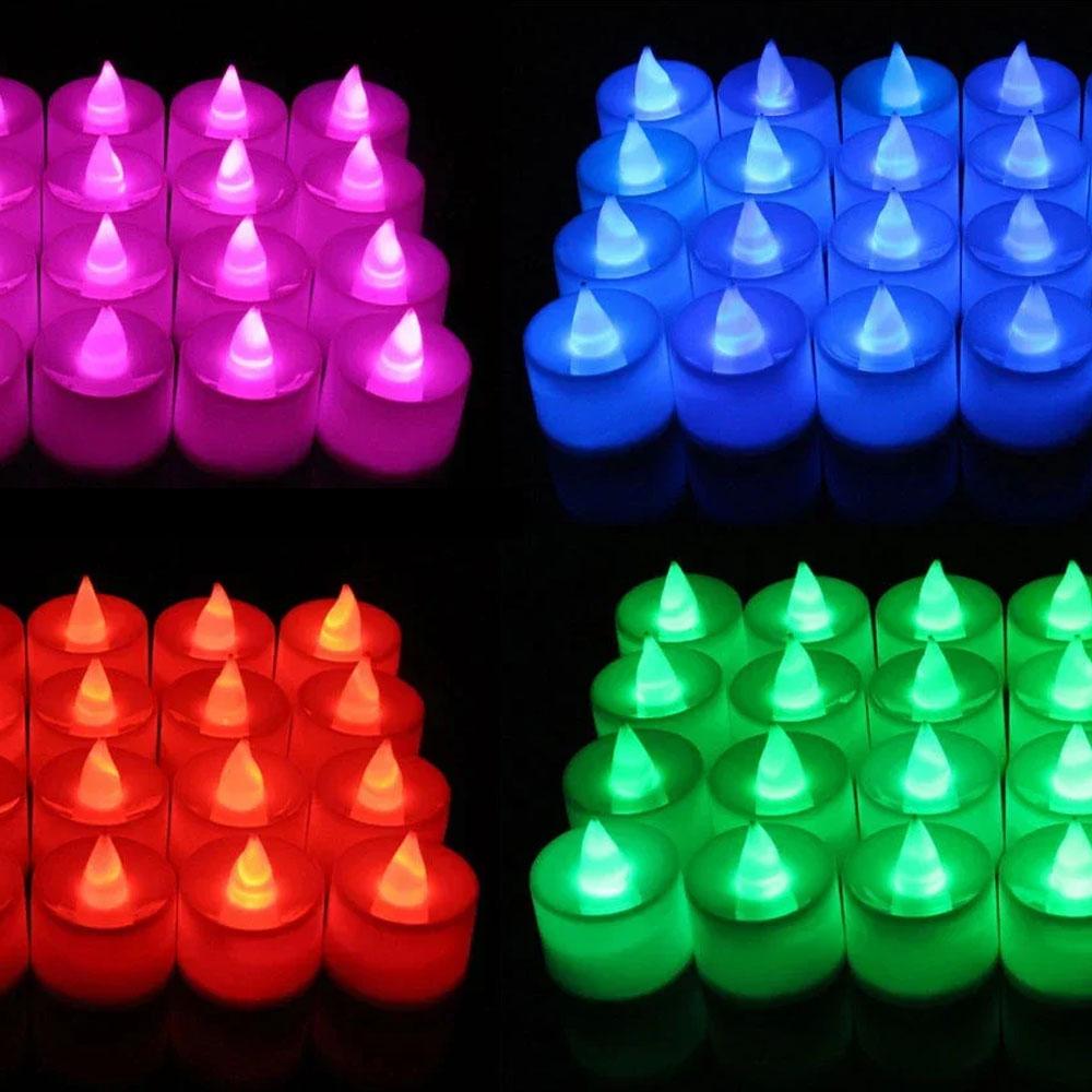 6Pcs Colorful LED Flameless Candle Light Battery Operated Tealight Switch Candles Flameless Wedding Home Christmas Decor Candle