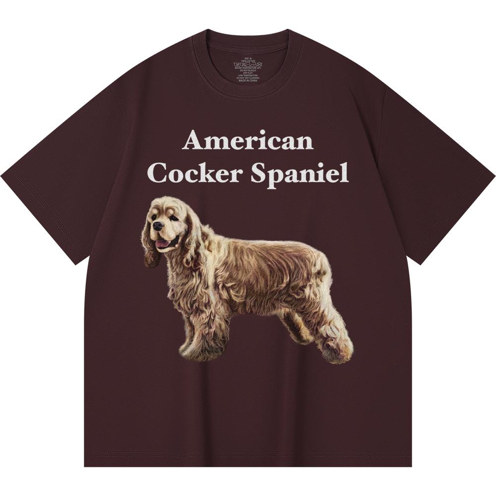 

Футболка из 100% хлопка плотностью 230 г/м2 с принтом американского кокер-спаниеля, забавная футболка из чесаного хлопка в стиле Харадзюку 2XL вино красного