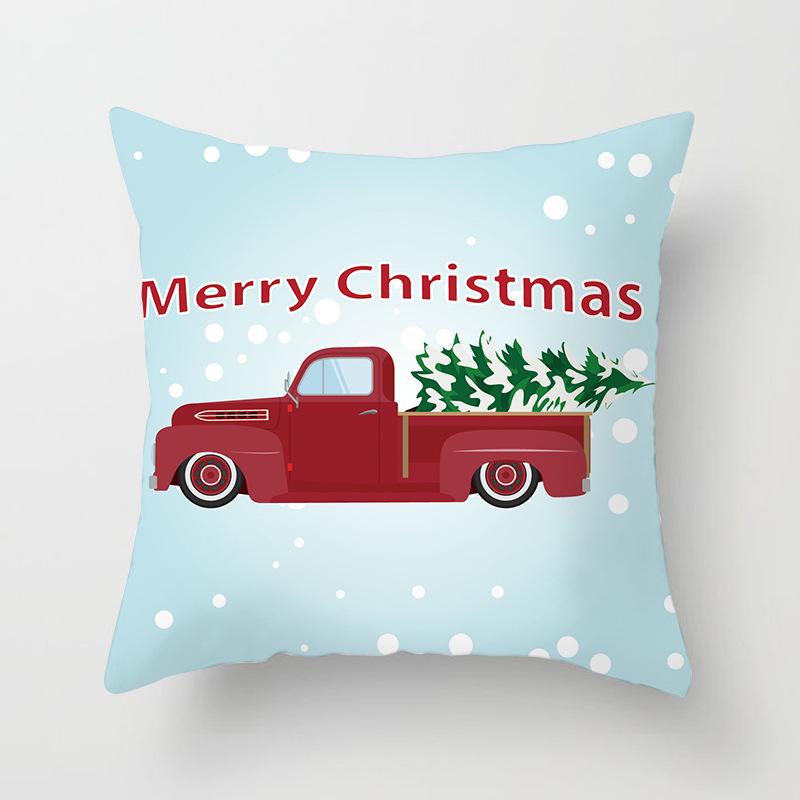 Cartoon Christmas Dog Car Pattern Pillow Case Festive Home Decoration Office Car Cushion Pillow Case