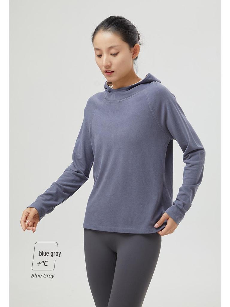 Women's Warm Ginger Velvet Hoodie: Versatile Spring/Autumn Solid Color Top