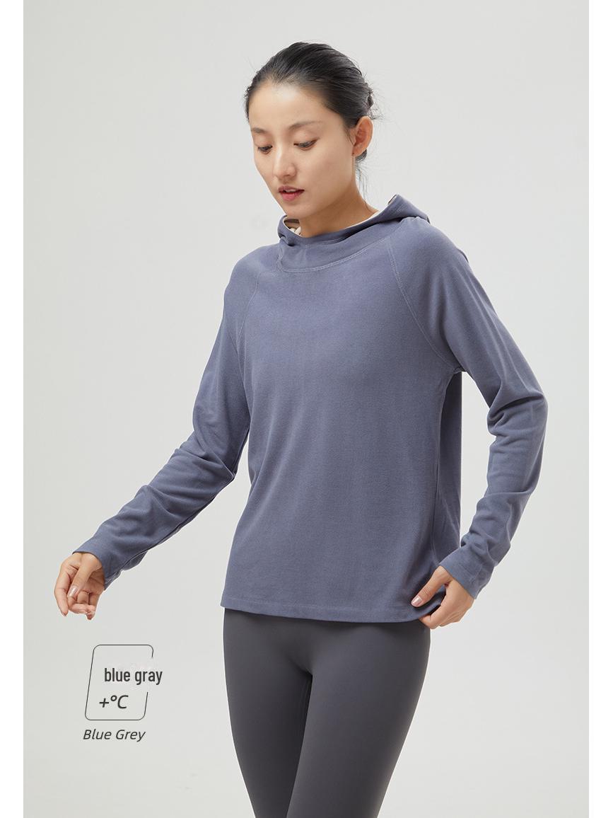 

Теплая толстовка с капюшоном из бархата цвета имбиря для женщин - однотонная, можно носить как нижнюю рубашку на весну/осень L (recommended for 90-110 jin)