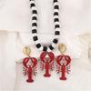 Playful Red Lobster Design Necklace Use Friendly Alloy Enamel Jewelry Lightweight Accessory For Holidays Or Everyday Use