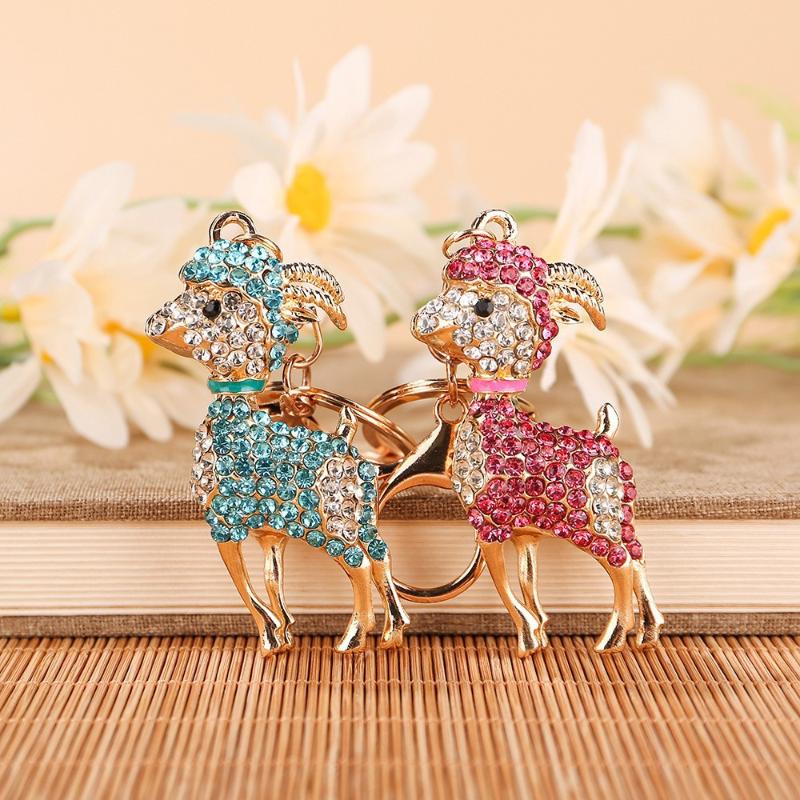 Zodiac Goat Rhinestone Keychain Shiny Bling Rhinestone 1Pcs Alloy Key Ring for Graduation Gift Backpack Pendant