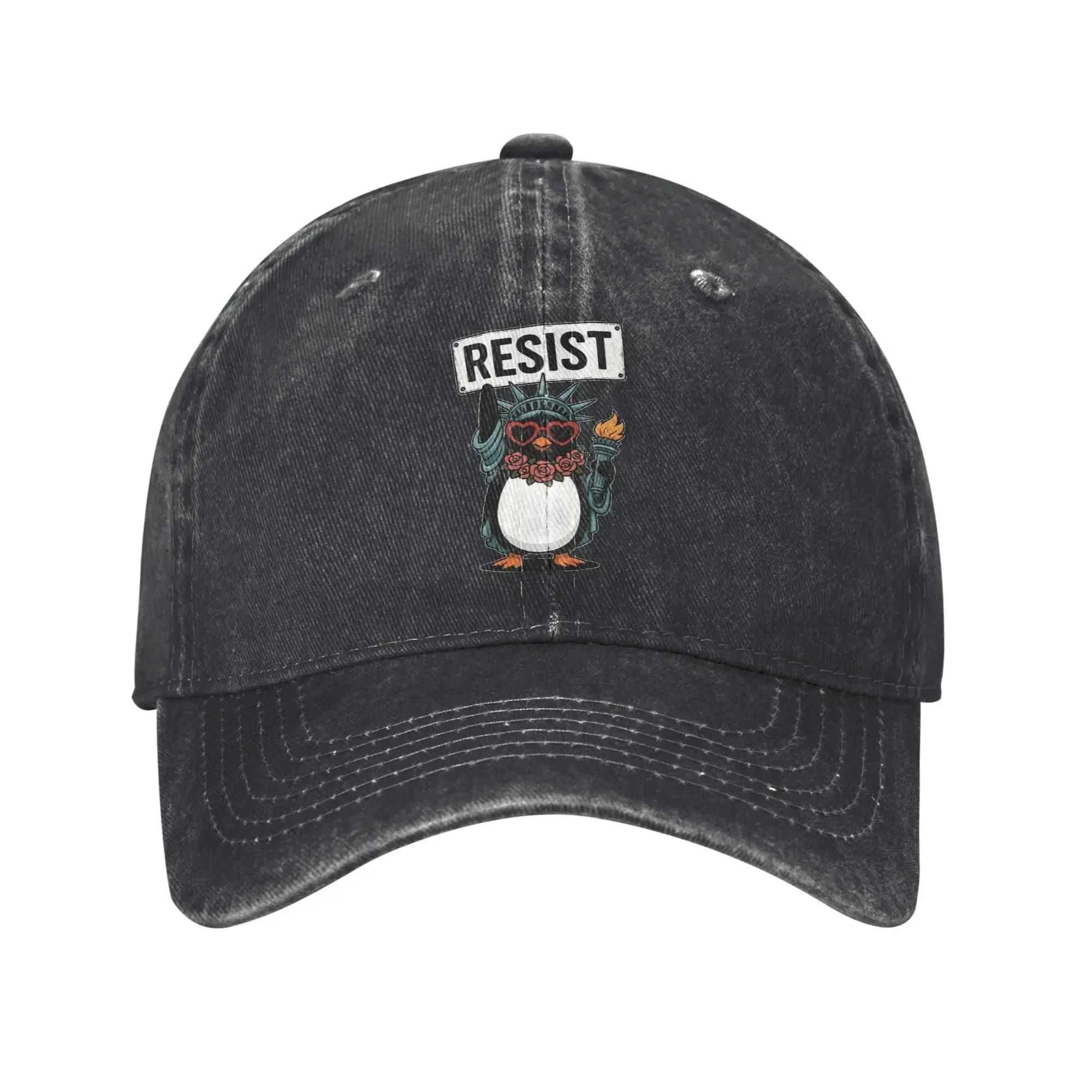 Penguin Resist Penguins Baseball Caps Distressed Denim Washed Snapback Cap Unisex Unstructured Soft Caps Hat One Size