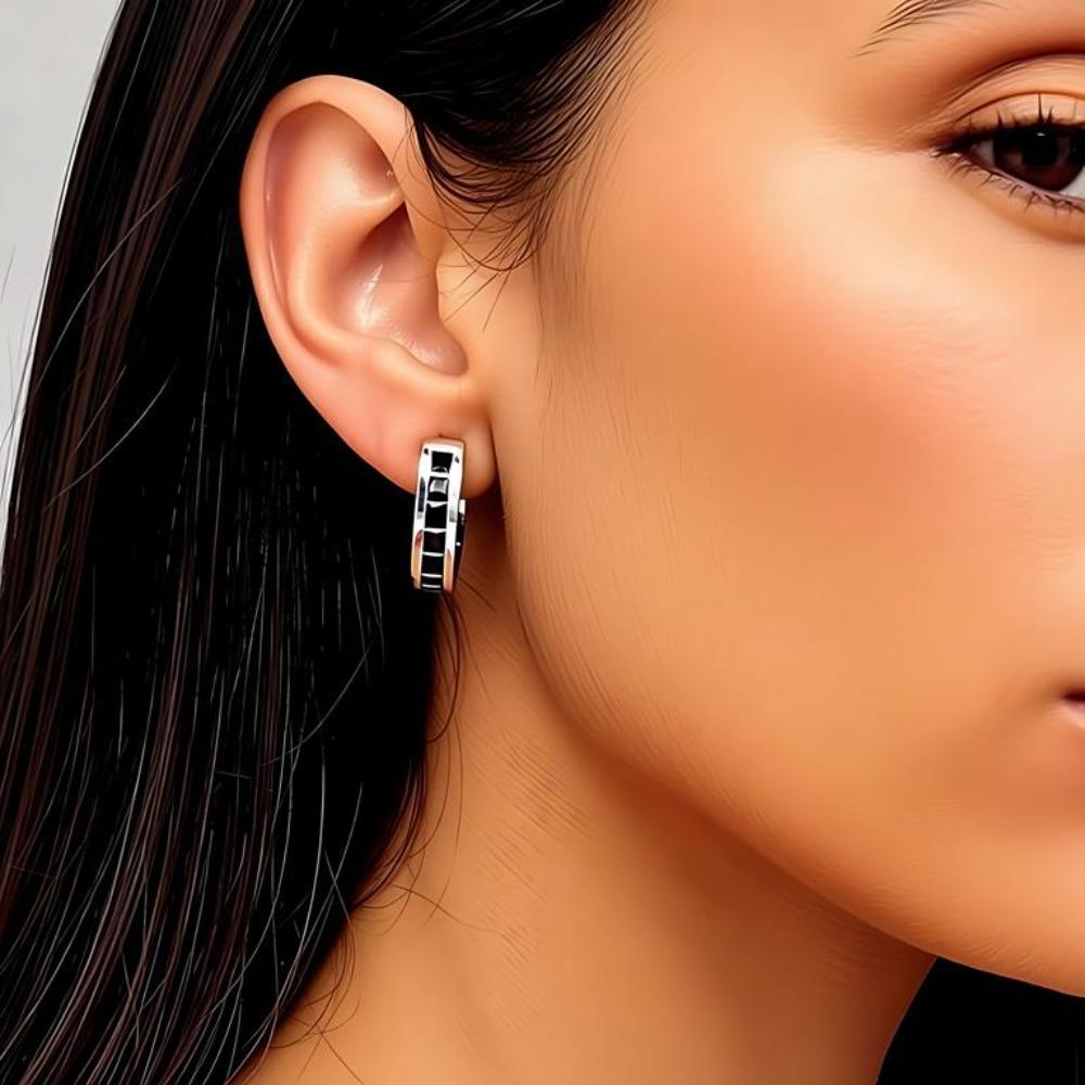 Black Awn Fashion Classic Black Hoop Earrings for Women Ladies Hoop Earrings