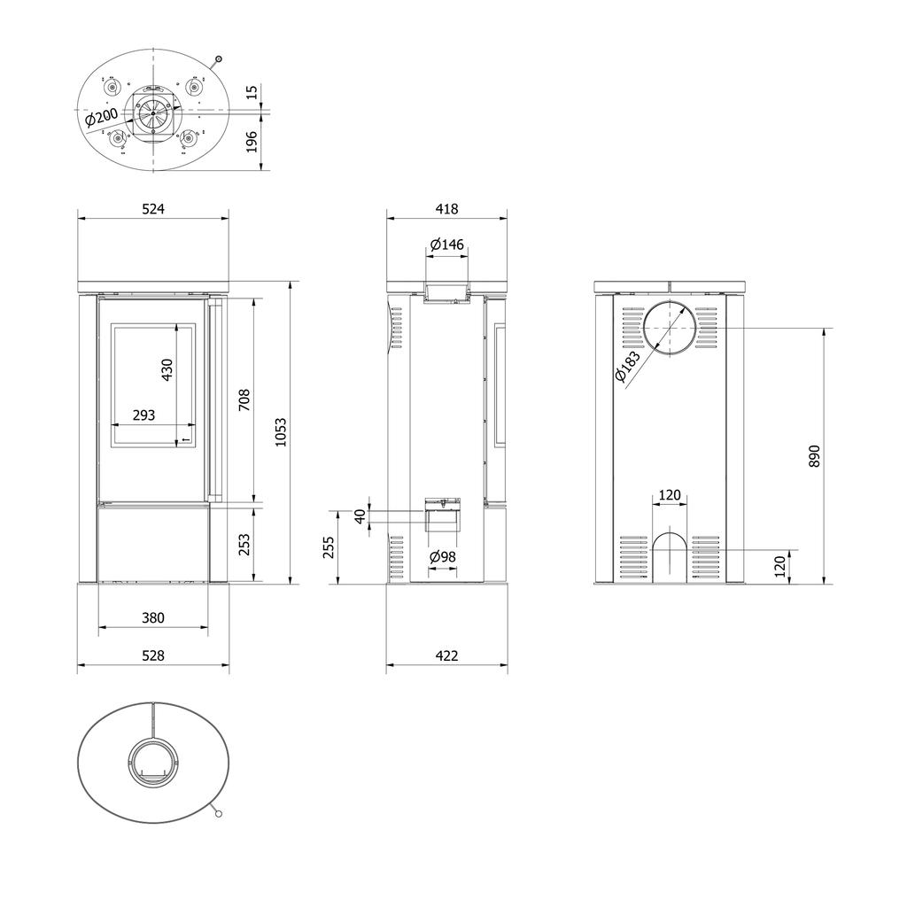 KRATKI ERIK Ø150 5.5 kW GOLD SATIN Ceramic Stove Lid with Soft Close