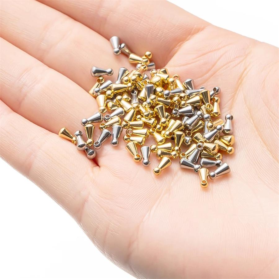 50Pcs/Lot Golden Old Silvery Water Drop Pendant End Beads 2*7 mm For Tail Extender Chain DIY Jewelry Making Findings Accessories