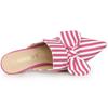 Allegra K Women's Striped Bow Slip Slide Mule with Stiletto Heel, Hot Pink, Size 27.5cm