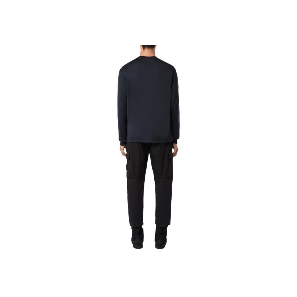 Stone Island Solid Color Logo Crew Neck Long Sleeve T-Shirt Men tops Dark-Blue K1S1521002-27S0013-V0020