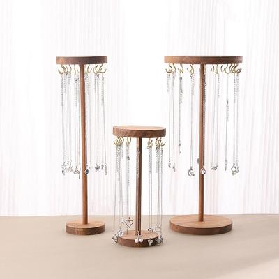 Organizér na náhrdelníky Stojan na šperky Strom s 12/18 kovovými háčky Dřevěná výstavní věž na náhrdelníky pro domácí použití nebo prodejní prezentaci