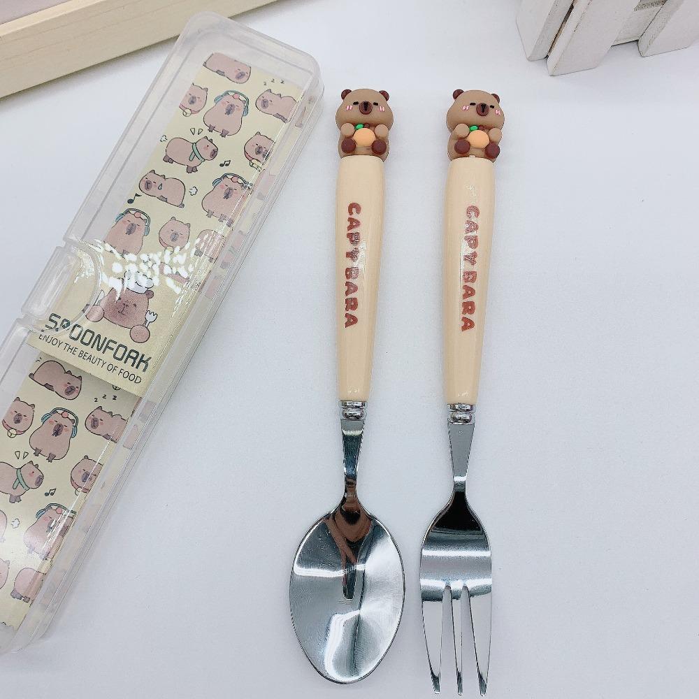 

Наборы столовых приборов из нержавеющей стали, вилки, ложки, дорожные переносные кухонные принадлежности, набор столовых приборов Capybara C