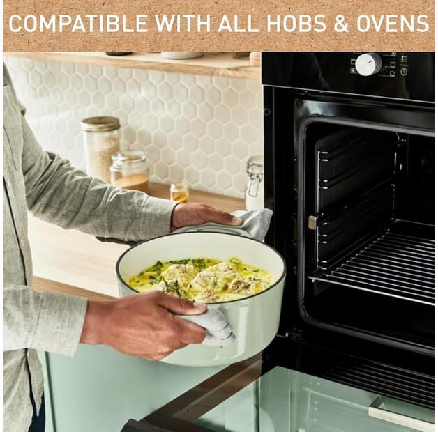 Чугунная жаровня Tefal E25805 Lov круглая 29 см светло-зеленая (E2580504)