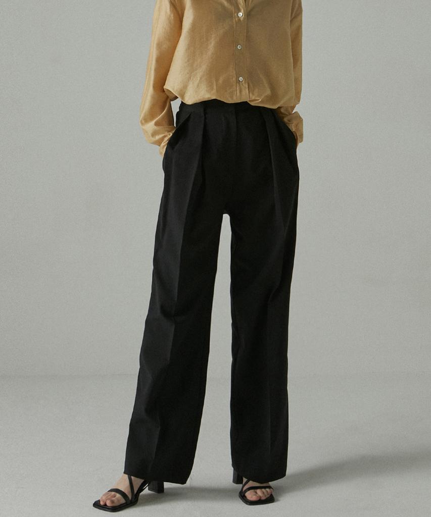 A.RIFF Double-Pleat Slacks_Black