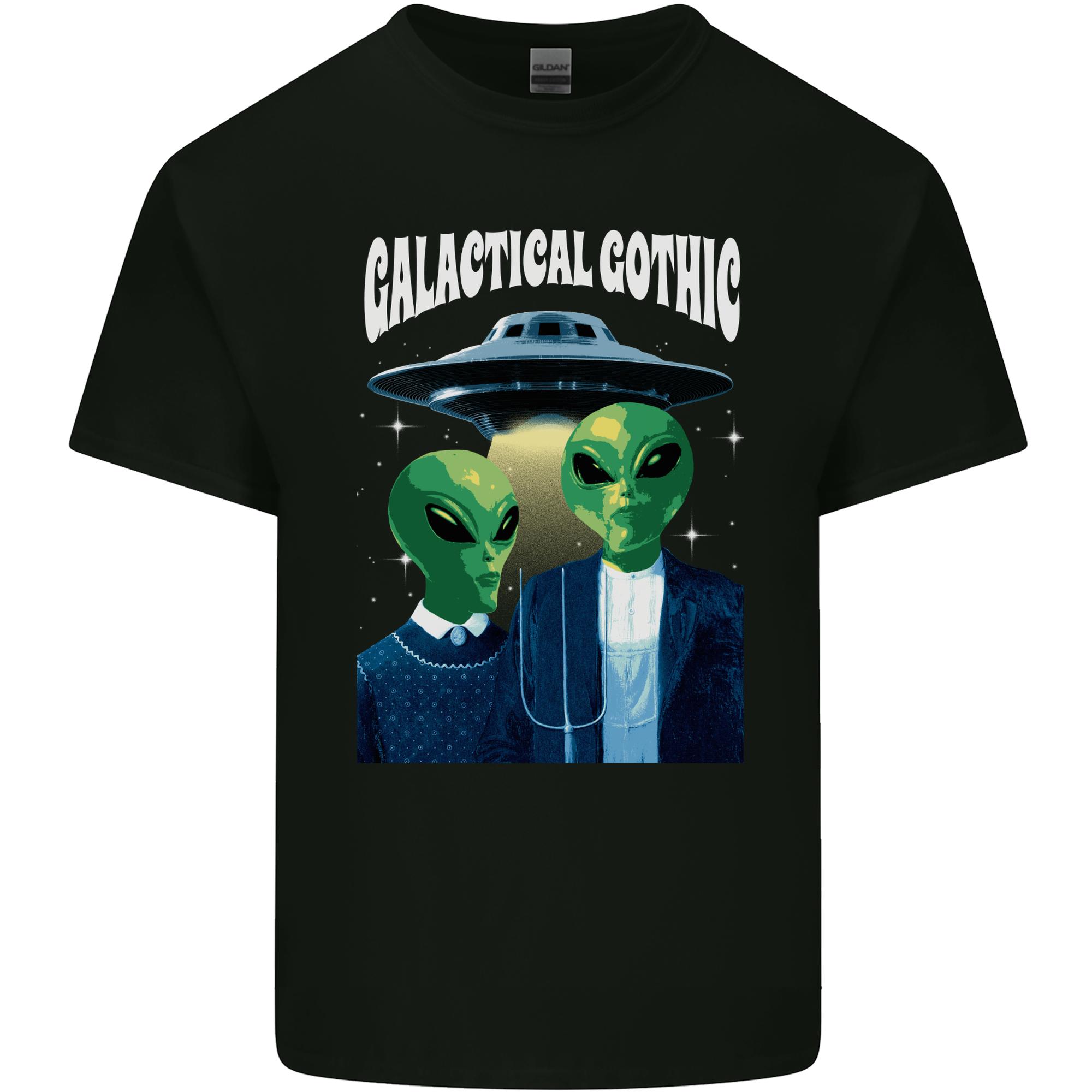 Galactic Gothic Funny Alien UFO Goth Unisexs Light Cotton TShirt S