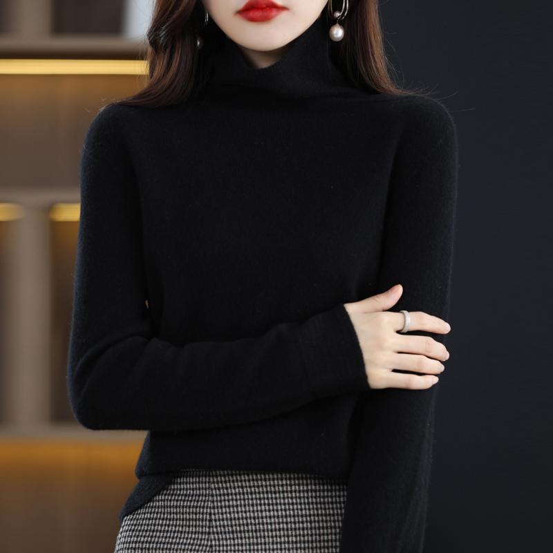 Dámský svetr s rolákem, kašmír Qinghe, 30 % kašmír 70 % vlna, zimní pletený svetr podzimní svetr kašmírový svetr