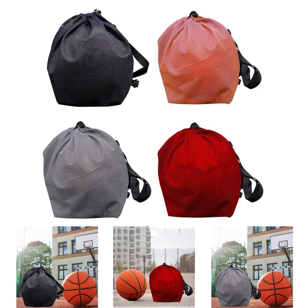Basketball Bag Crossbody Drawstring Mesh Storage Shoulder Sports Ball Organizer Pouch Carrying with