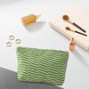 Clearance Djunllk Makeup Bag - Large Capacity Striped Student Pencil Case Small Purse with Zipper, Soft Knitted Bag Clutch Purses for Women Green
