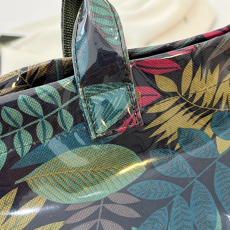 Women's PVC Tote Bag Floral Print Waterproof Fashion Shopping Bag