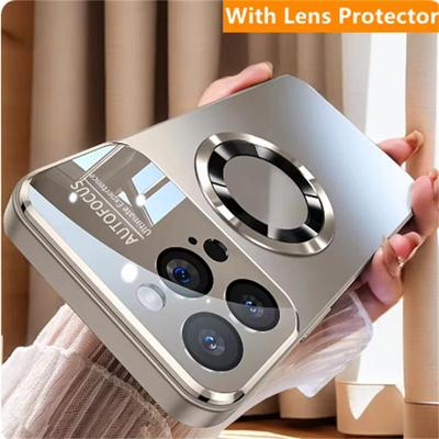 Lüks Titanyum Metalik Renkli Mat Manyetik Kılıf iPhone 16 15 14 13 12 11 Pro Max Plus Kılıf Magsafe Kablosuz Şarj