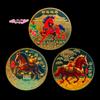 S-3 Stück Chinesisches Tierkreiszeichen Pferd Souvenir Münzen Glückstier Pferd 40mm Sammlermünzen Metallsammlung 2026 Neujahrsveranstaltung Geschenk