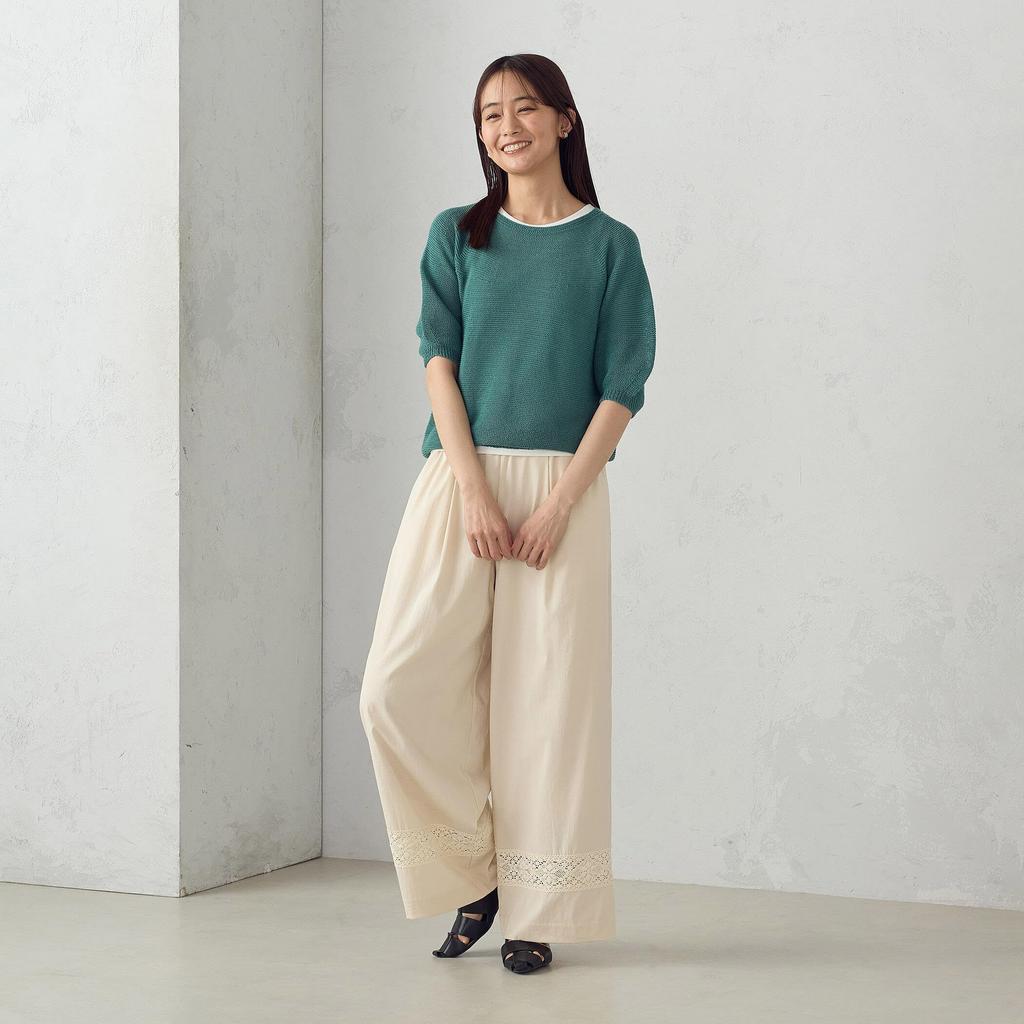Comme Ca Ism Made in Japan Washi Knit Green L 12-76KK15-205