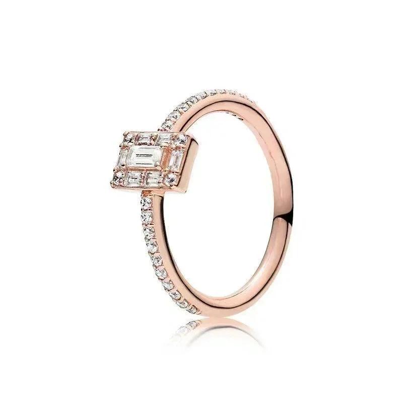 925 Sterling Silver Rose Gold Ring Hot Selling, Sparkling, Fashionable and Charming Crystal Ring, Women's Birthday Jewelry