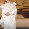 Thick women sequined shawl paired outfits cardigan autumn winter solid sweater casual knitted female