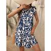 YYFS Dámská móda Léto Jaro Květinový potisk Ležérní šaty bez rukávů s výstřihem do O s vysokým pasem