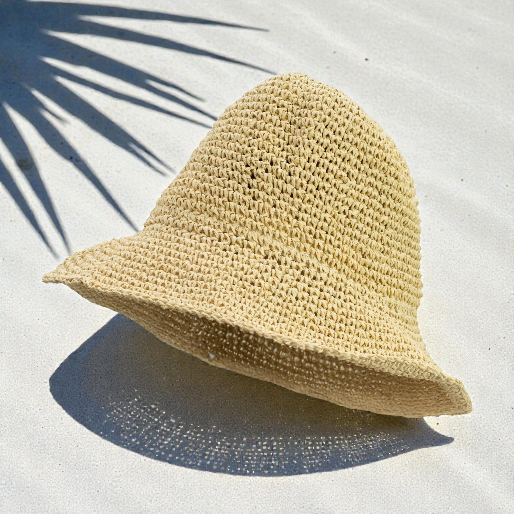 Shamtam Women's Beige 2X Nomad Sari Floppy Straw Sun Hat – Natural