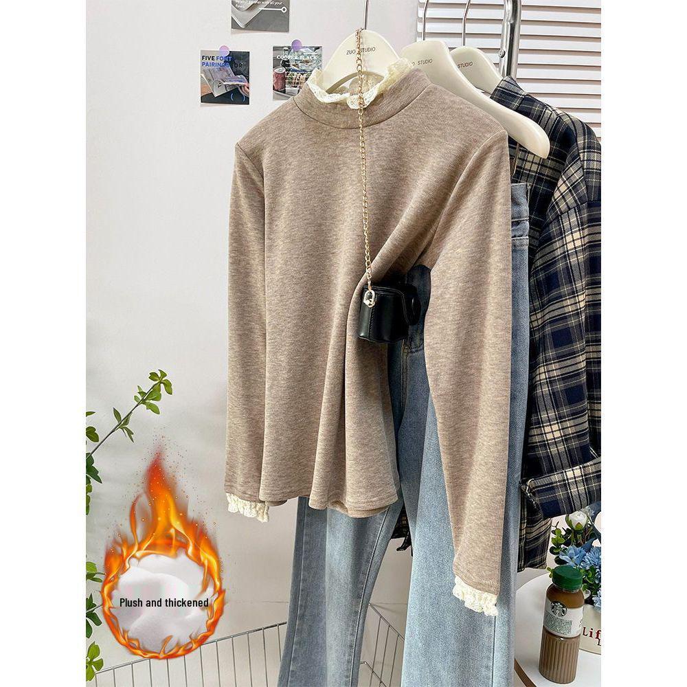 

Women s Ruffled High Neck Long Sleeve T-Shirt - 2025 Autumn/Winter Collection Medium