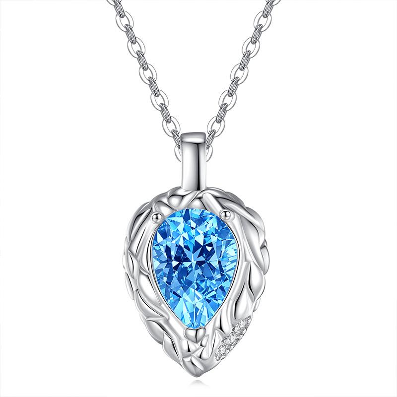 S925 Sterling Silver Pear-Shaped Natural Stone Necklace Women's High-End Exquisite Water Drop Collarbone Chain Jewelry